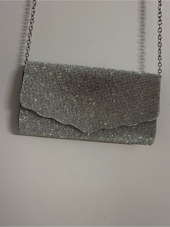 Handbags - Evening Rhinestone Envelope Clutch Bag - Silver
